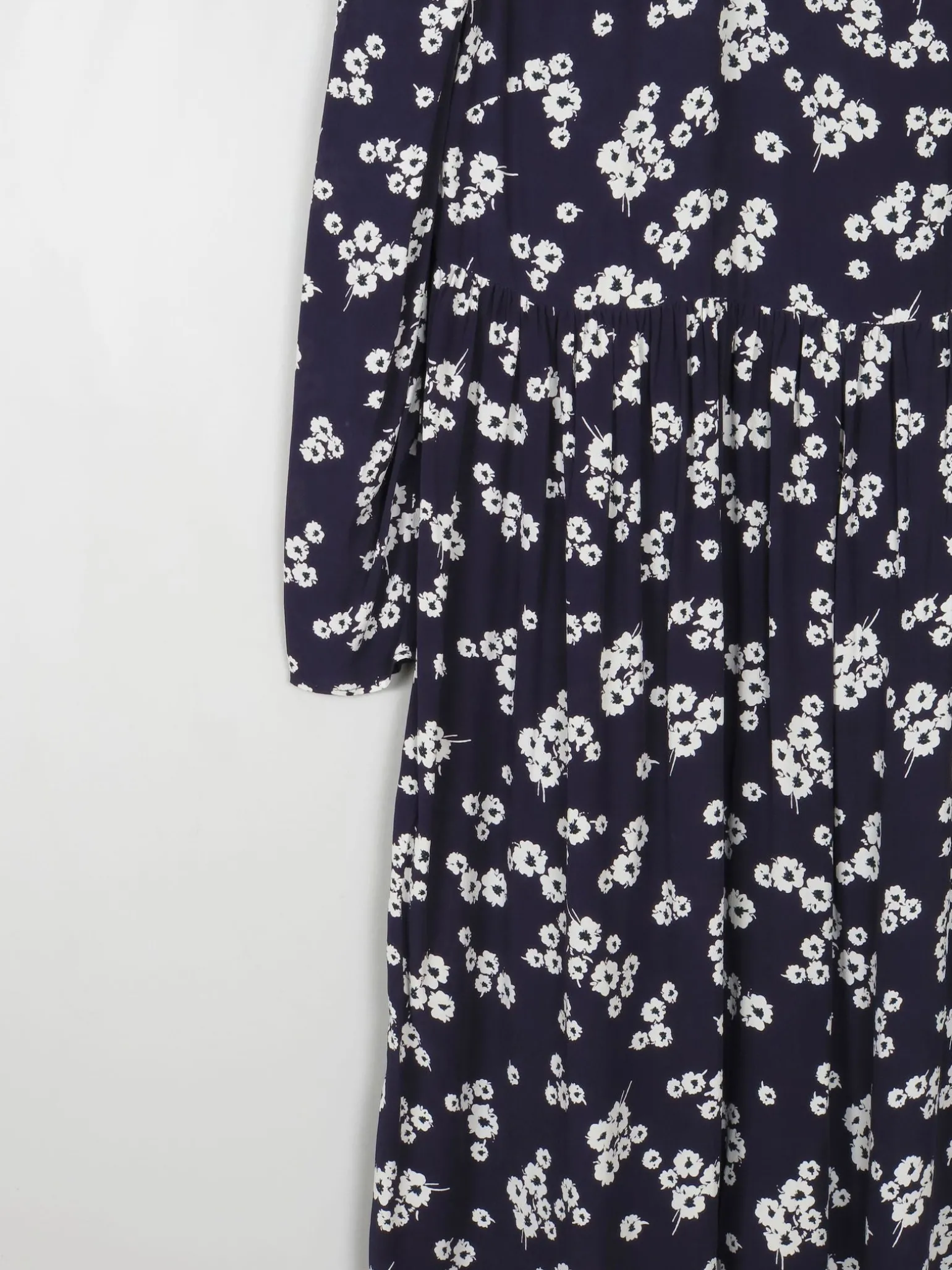Navy & Ivory Floral Printed Ghost/M&S Dress With Collar 8