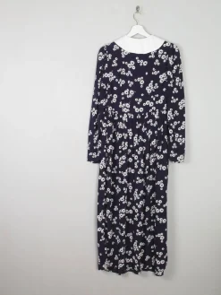 Navy & Ivory Floral Printed Ghost/M&S Dress With Collar 8