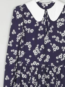 Navy & Ivory Floral Printed Ghost/M&S Dress With Collar 8