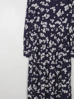 Navy & Ivory Floral Printed Ghost/M&S Dress With Collar 8
