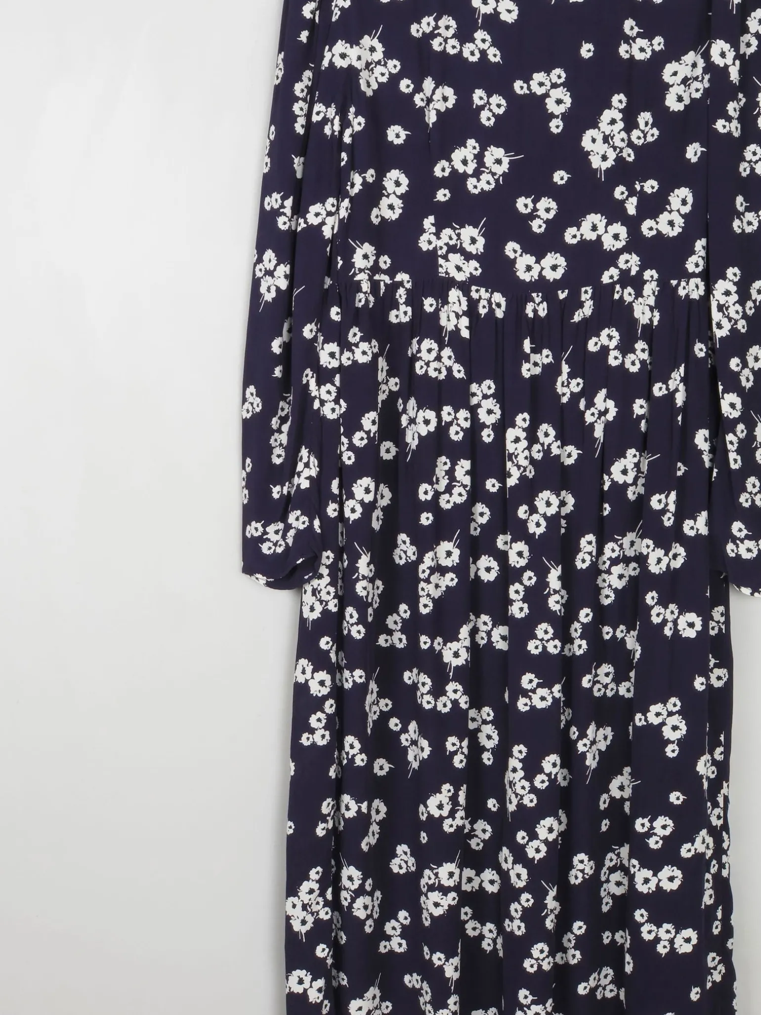 Navy & Ivory Floral Printed Ghost/M&S Dress With Collar 8