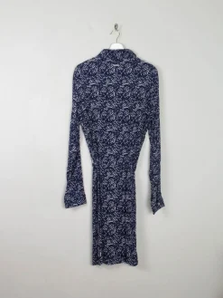 Navy Printed Dress With Collar New XL