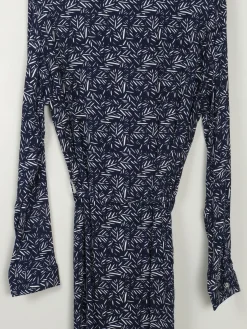 Navy Printed Dress With Collar New XL
