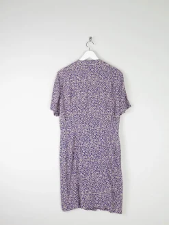 Navy Printed Knee Lenght Button Down Dress 10