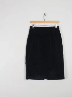 Navy Velvet Quilted Knee Length Vintage Pencil Skirt 31