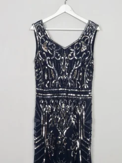 New Navy & Silver Vintage Style Evening Dress 14