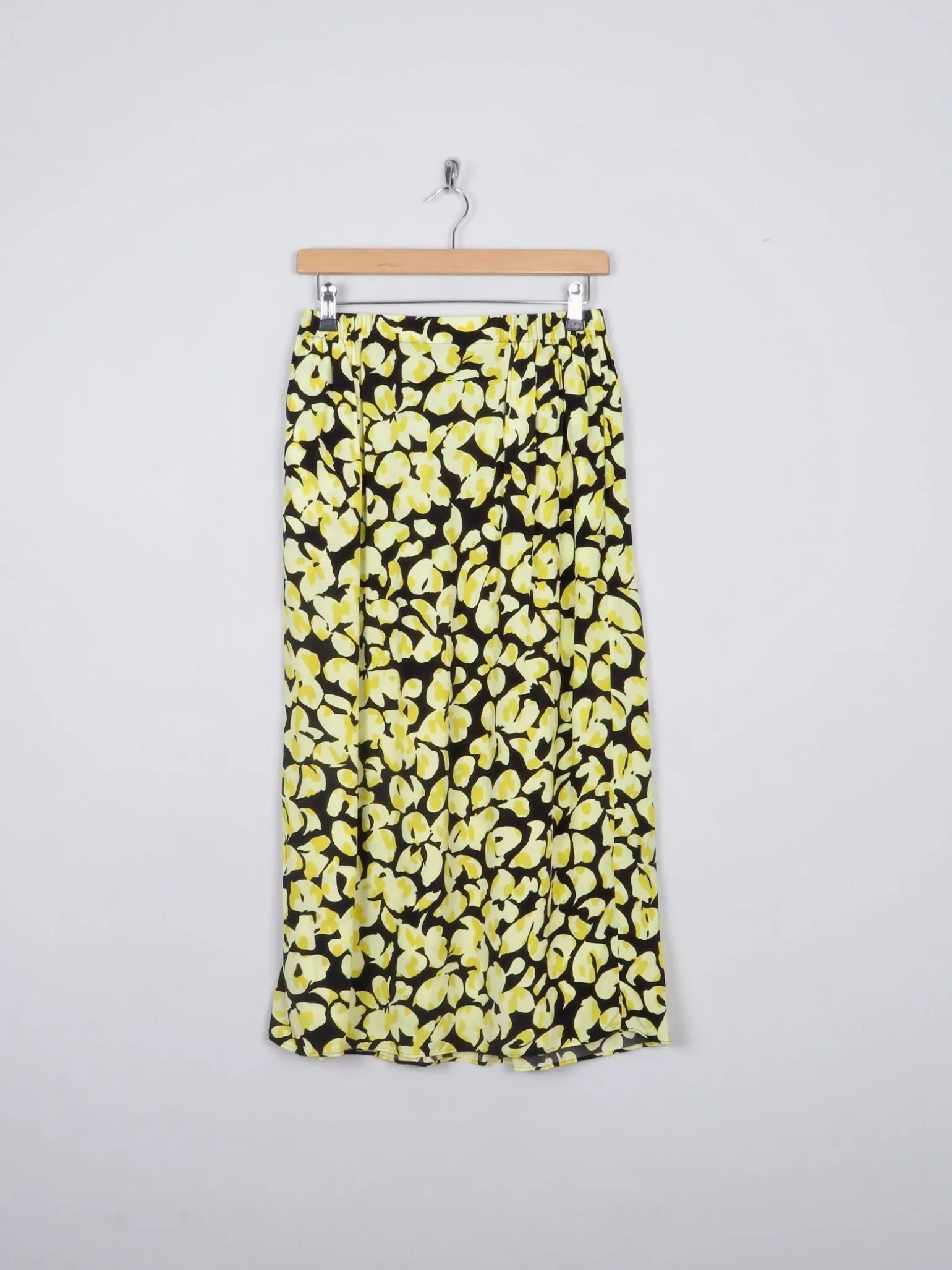 & Other Stories Yellow & Black Printed Midi Skirt M