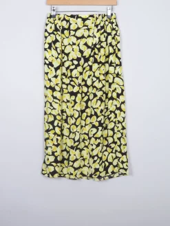 & Other Stories Yellow & Black Printed Midi Skirt M