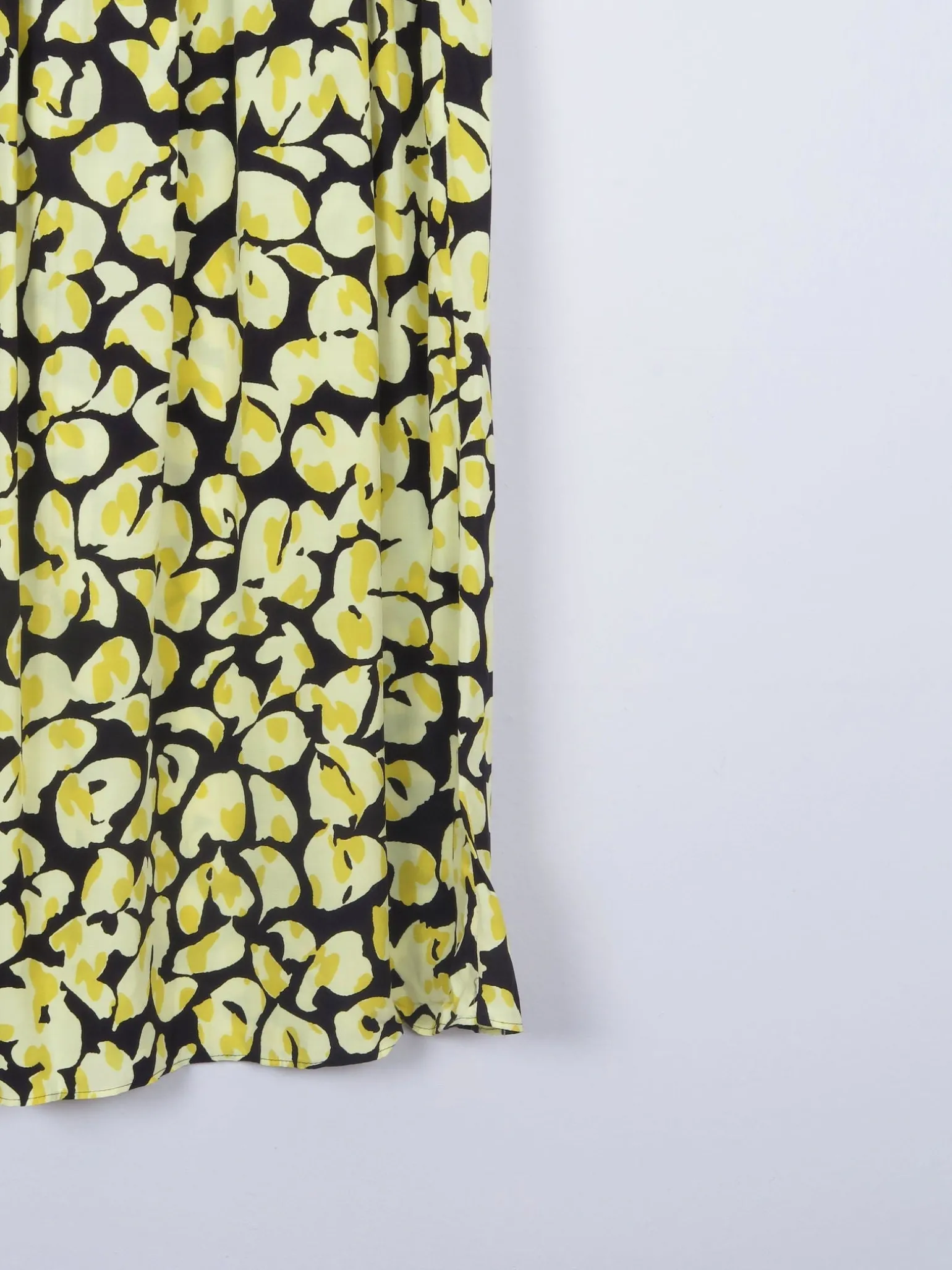 & Other Stories Yellow & Black Printed Midi Skirt M