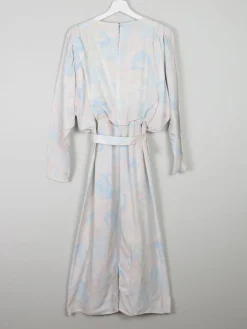 Pastel Colours Printed Vintage Midi Dress With Belt S