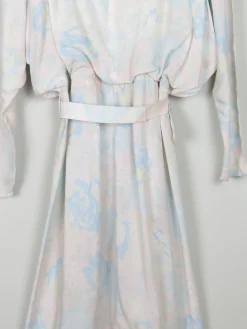 Pastel Colours Printed Vintage Midi Dress With Belt S