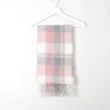 Pink & Green Check Wool Scarf