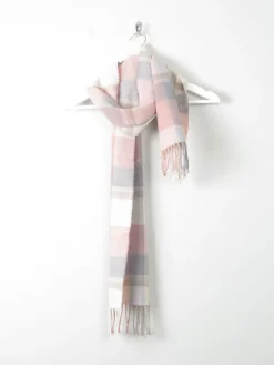 Pink & Green Check Wool Scarf