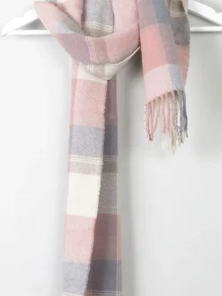 Pink & Green Check Wool Scarf