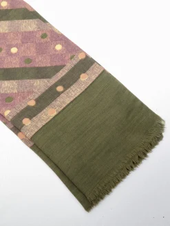 Polka Dot Green & Pink Printed Cravat Style Mens Vintage Scarf