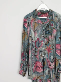 Printed Green Vintage Shirt/Blouse M/L