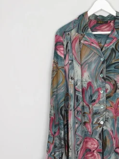 Printed Green Vintage Shirt/Blouse M/L