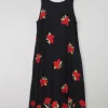 Printed Vintage Dress Black With Floral Print M/L