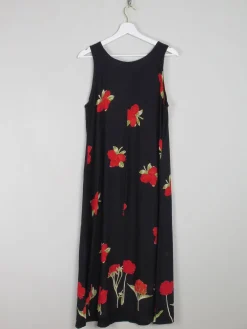 Printed Vintage Dress Black With Floral Print M/L