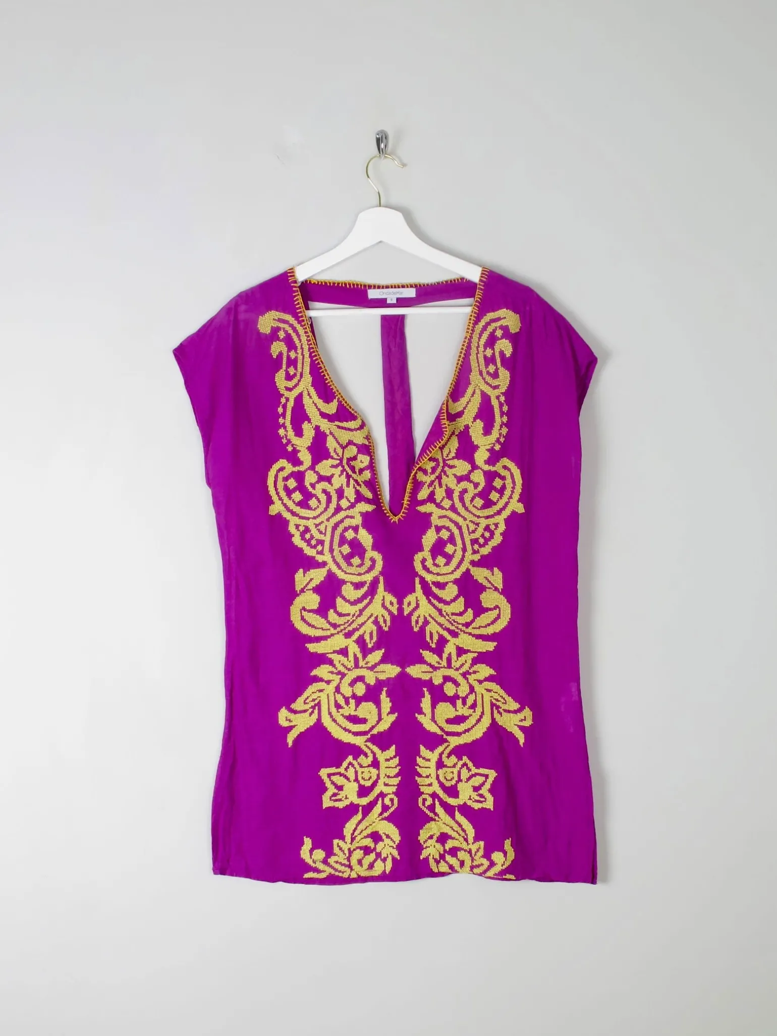 Purple Embroidered Vintage Style Top S