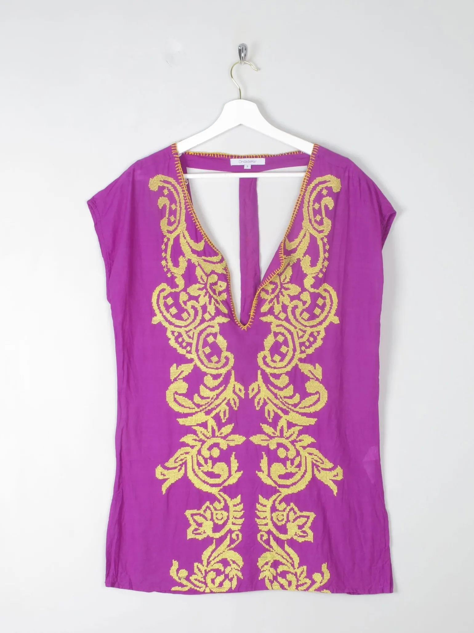Purple Embroidered Vintage Style Top S