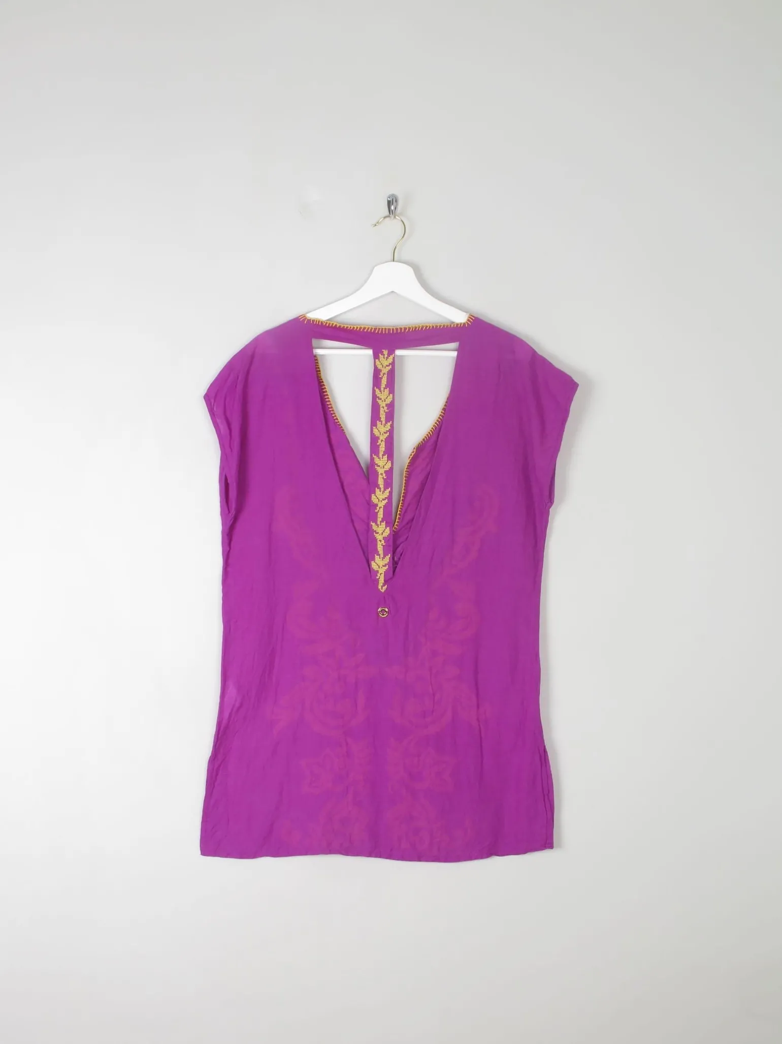 Purple Embroidered Vintage Style Top S