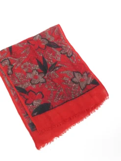 Red Paisley Wool Vintage Scarf