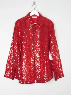Red Sequin Vintage Shirt/Blouse M/L