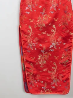 Red Silk Chinese Mandarin Vintage Dress Unworn XS 8