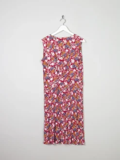 Red Vintage Botanical Print Sleeveless Dress 12/14