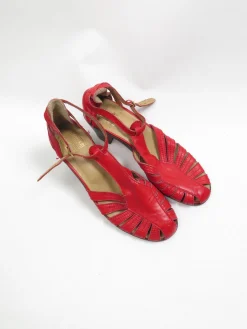 Red Vintage Sandals With Small Heels 39/6 UK
