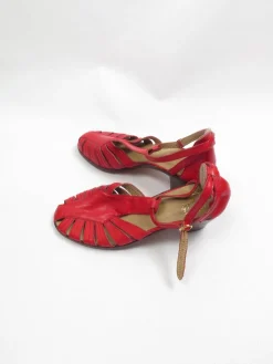 Red Vintage Sandals With Small Heels 39/6 UK