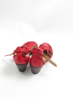 Red Vintage Sandals With Small Heels 39/6 UK
