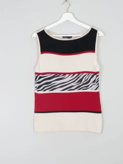 90s Knitted Tank Top With Mixed Patterns S/M