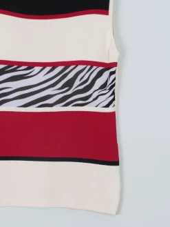 90s Knitted Tank Top With Mixed Patterns S/M