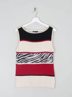 90s Knitted Tank Top With Mixed Patterns S/M
