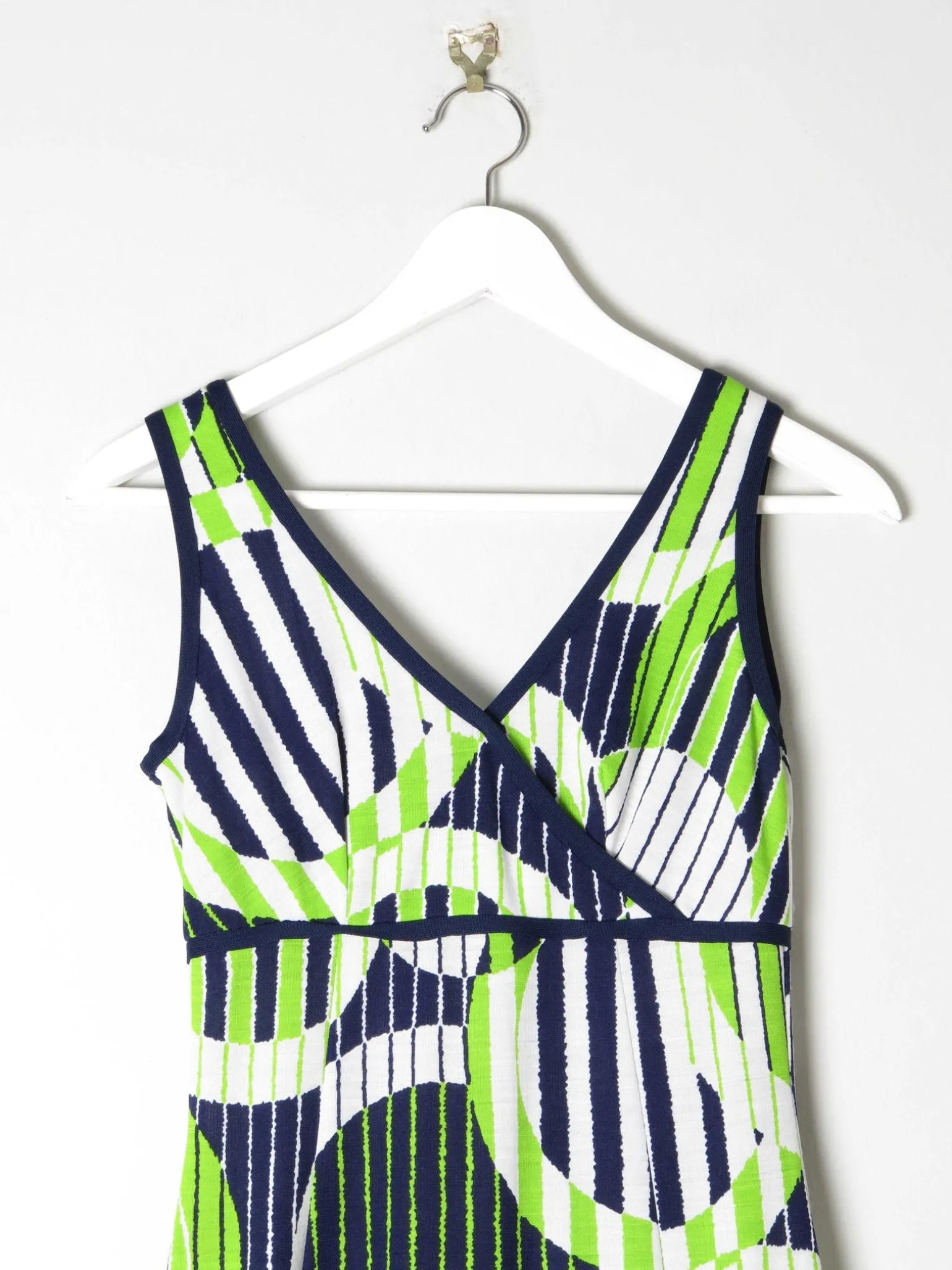 1970s Lerose Vintage Green & Navy Printed Long  Dress 8
