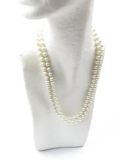1920s Long Vintage Style Pearl Necklace Glass