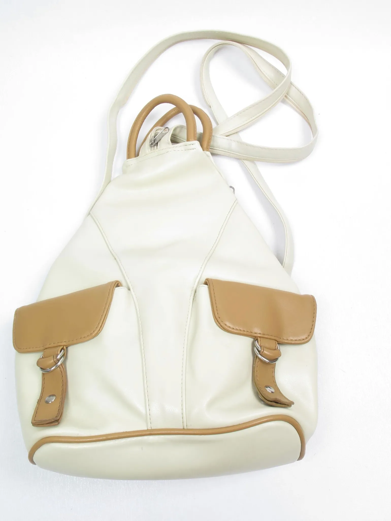 1980s Vintage Backpack Bag Cream