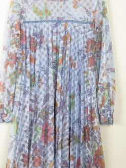 1970s Vintage Dress Printed Blue Lace Jintys S