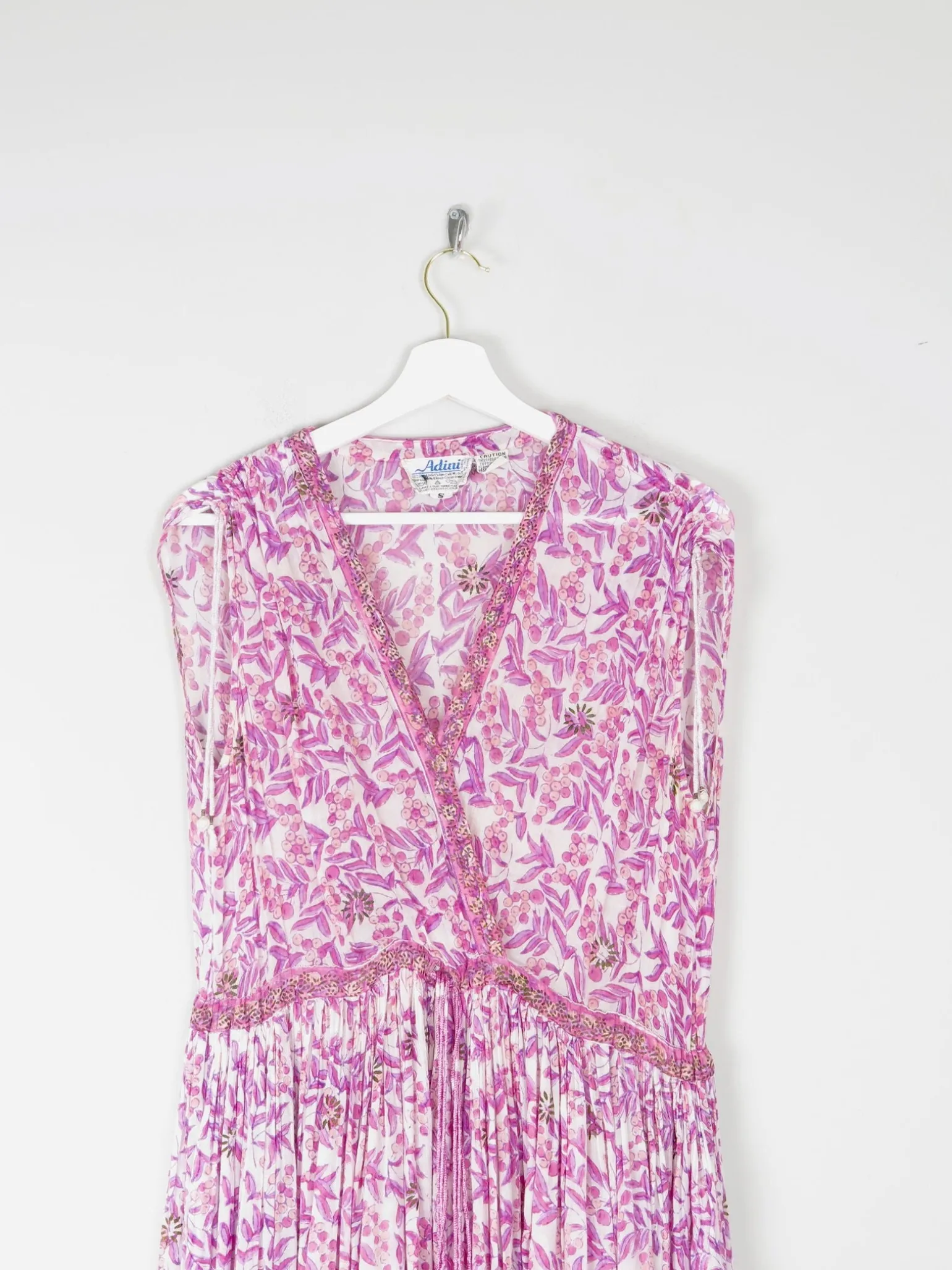 1970s Vintage Indian Adini Pink Dress S