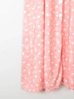 1990s Vintage Peach Polka Dot Button Down Midi Dress Unworn S