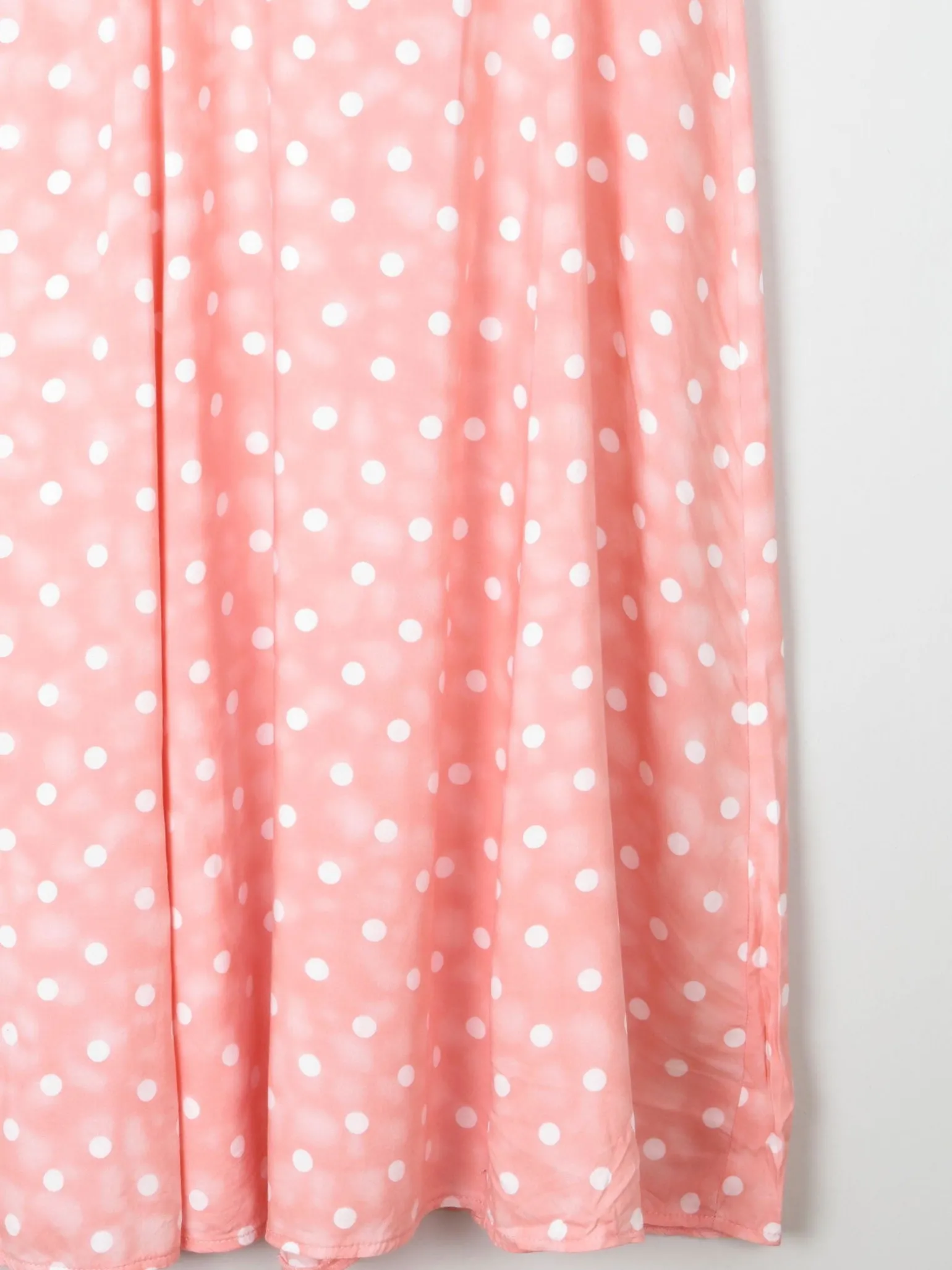 1990s Vintage Peach Polka Dot Button Down Midi Dress Unworn S