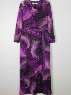 1970s Vintage Purple Maxi Dress 12/14