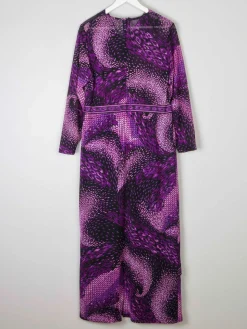 1970s Vintage Purple Maxi Dress 12/14