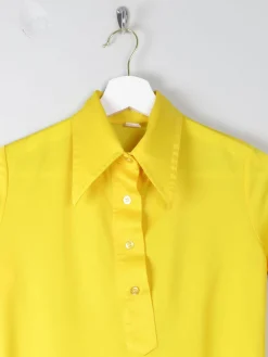 1970s Vintage Yellow Top With a Collar XS