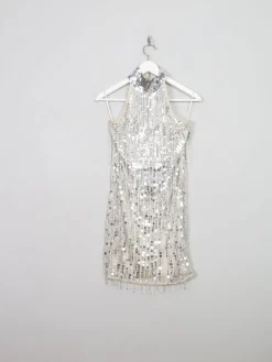 Silver Short Beaded Party Dress 10