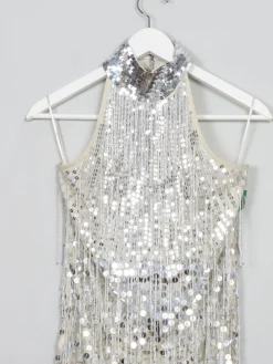 Silver Short Beaded Party Dress 10