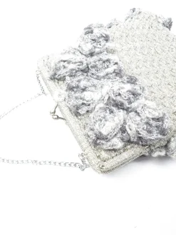 Silver Vintage Crochet Style Evening Bag