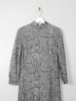 Silver Vintage Snakeskin Print Maxi Dress S